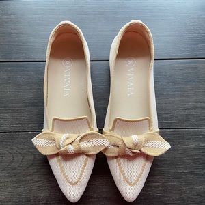Women's Cream and Tan Flats